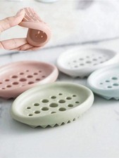 Silicone Soap Dish Self Draining Holder Dishes with holes & Storage Orazinzer.