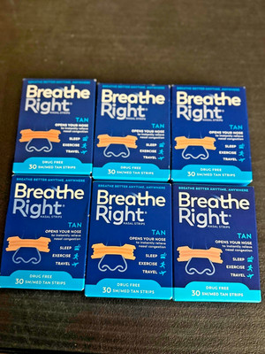 BREATHE RIGHT NASAL STRIPS,ORIGNIAL SM/MEDIUM TAN (6 x 30 COUNT BOXES) 180 TOTAL