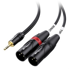 3.5Mm 1/8 Inch TRS to 2 XLR Cable 6 Ft, Male to Male Aux to Dual XLR Breakout Ca
