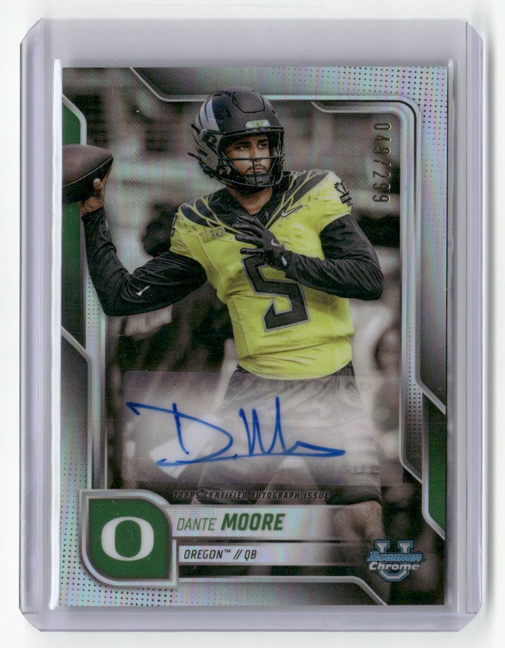 2025 Bowman U Chrome #BCA-DAM DANTE MOORE REFRACTOR AUTO /299 OREGON QB