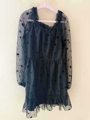 Cat & Jack black star long sleeve Dress size 8