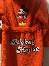 Disney Mickey Mouse Bathrobe Kid s Size 9/10 Red With Printed Hood