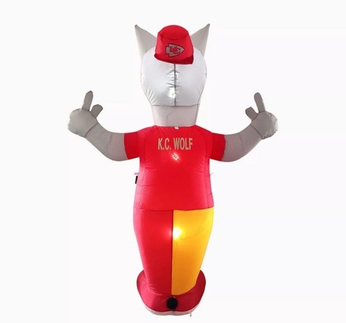 NFL Kansas City Chiefs KC Wolf Mascota Patio Decoración LED’s 7’ Inflable - Imagen 3 de 6