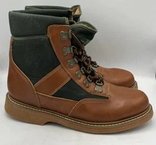 Vintage Mens ORVIS Brown Green Wading Boots Size 12 Fly Fishing No Felt Bottoms
