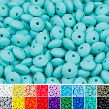 180Pcs Silicone Lentil Beads, 12mm Abacus Focal Beads Silicone Beads Bulk Color
