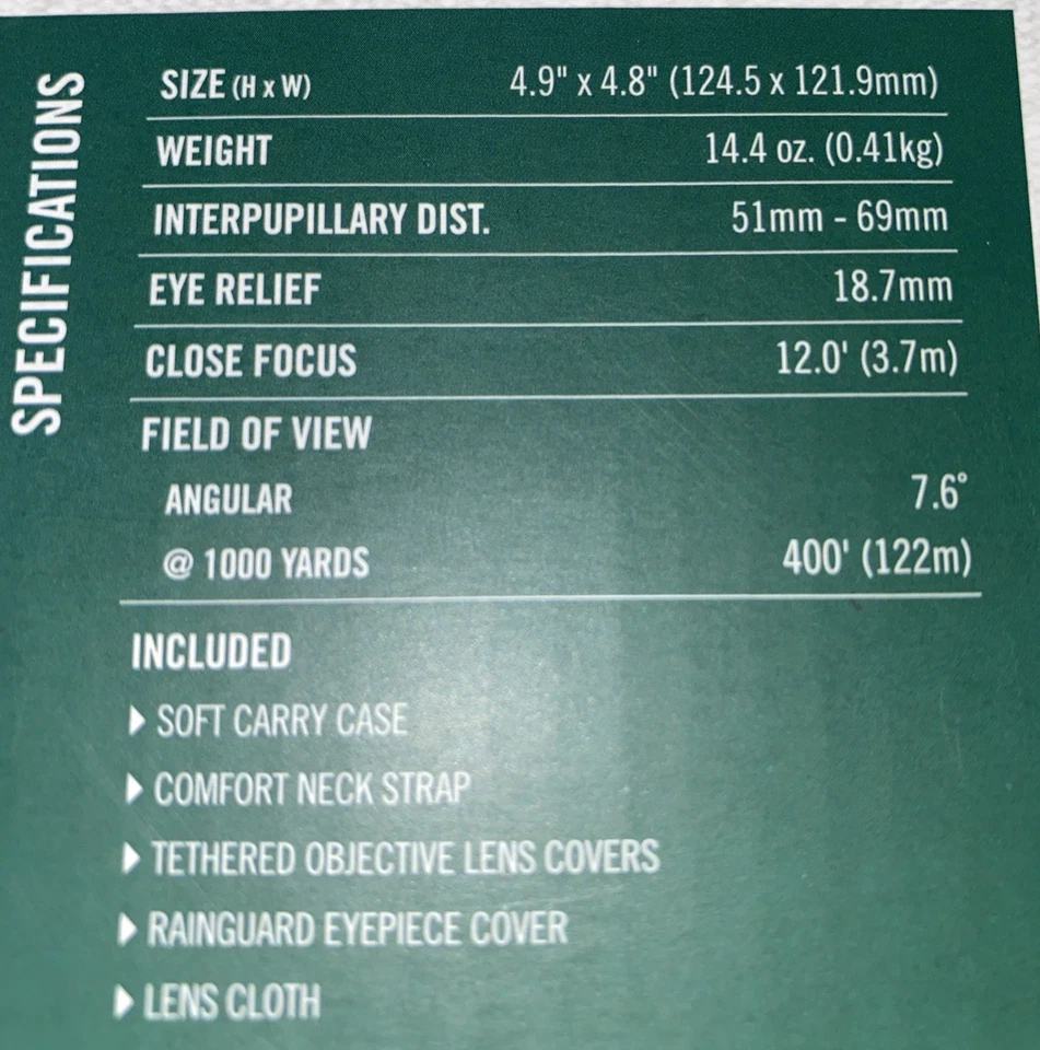 Vortex Bantam HD 6.5x32mm Youth Binocular, Green, 4.9in With S/M Vortex Beanie - Image 3 of 4