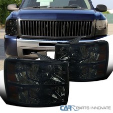 Smoke Headlights Fits 07-14 Chevy Silverado 1500 2500 3500 Headlamps Leftright