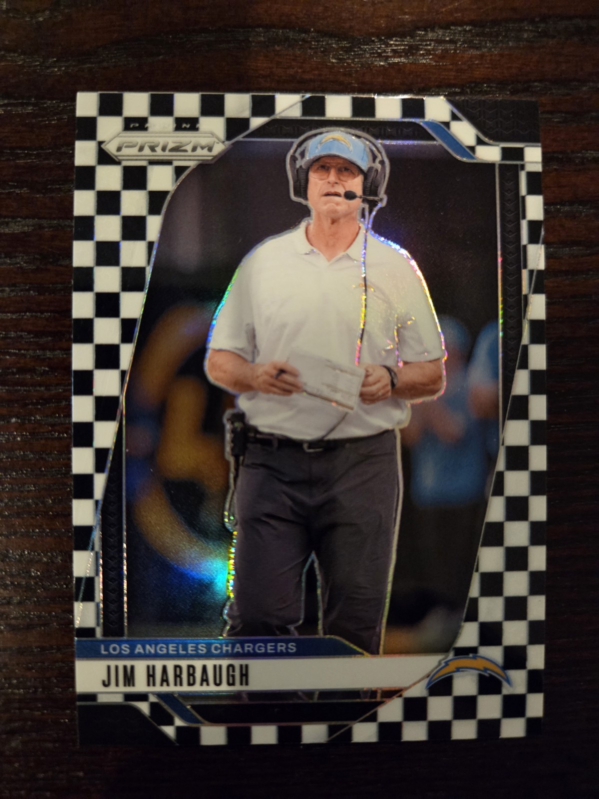 Jim Harbaugh 2024 Panini Prizm #163 Black & White Checkerboard SP Chargers