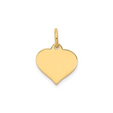 14k Yellow Gold Heart Pendant for Women Polished Engravable Charm Necklace