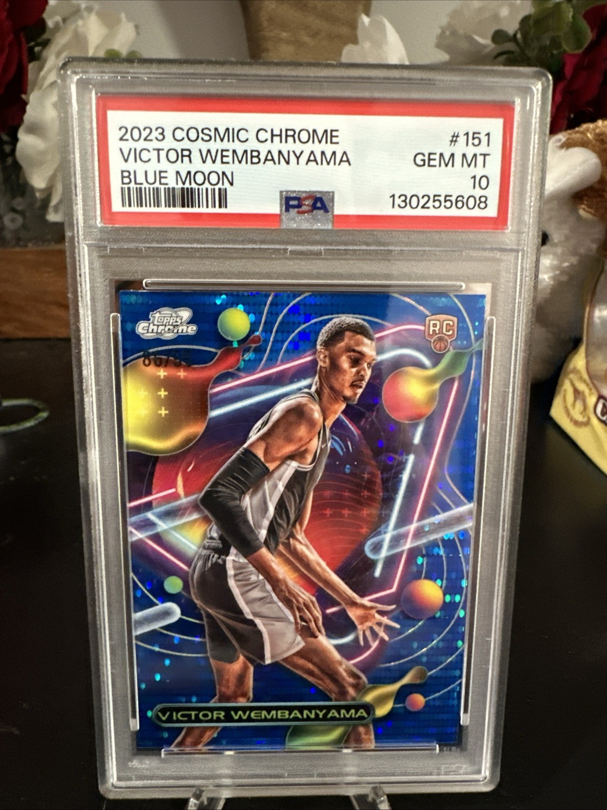 2023 Topps Cosmic Chrome 151 Victor Wembanyama RC Blue Moon Refractor /99 PSA 10