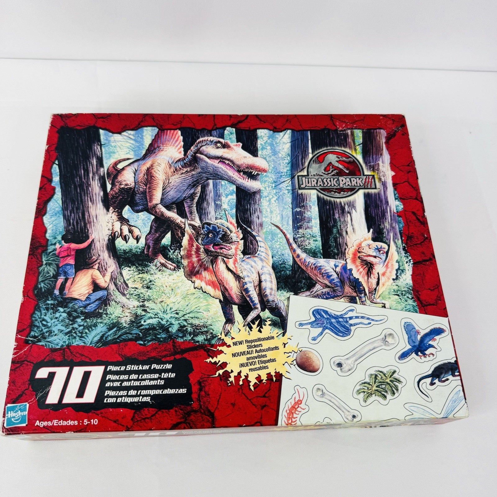 Puzzle Jigasw Parque Jurásico 3 Spinosaurus Diliphosaurus con pegatinas 2001 Hasbro