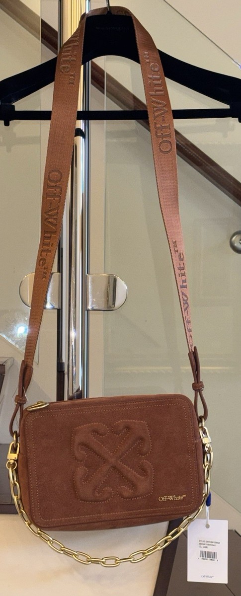 OFF-WHITE MEDIUM CAMERA CROSSBODY BAG CHESTNUT SUEDE | eBay