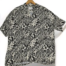 Men's Hawaiian Shirt Cruise Vacation Wear XL Tribal Geometric Made In Hawaii
