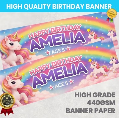 Personalisierte Geburtstagsbanner Einhorn beliebiger Name Party Banner Mädchen Junge