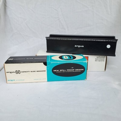 VTG 3 Pack Argus 35 mm Slide Trays 60 Capacity Magazine Spill Proof Spacesaver