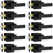 10 Pack Matte Black Door Handles Interior, Passage Door Knobs Closet Door Lev...