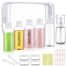 10 Pack 3.4oz Pre-print Clear Travel Bottles for Toiletries