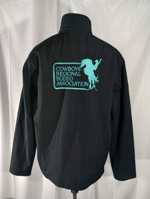 Cowboys Regional Rodeo Association Jacket Men L Black Embrodered Full Zip