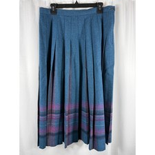 Pendleton Classic Plaid Pleated Wool Skirt S 16 Blue Purple Vintage Schoolgirl