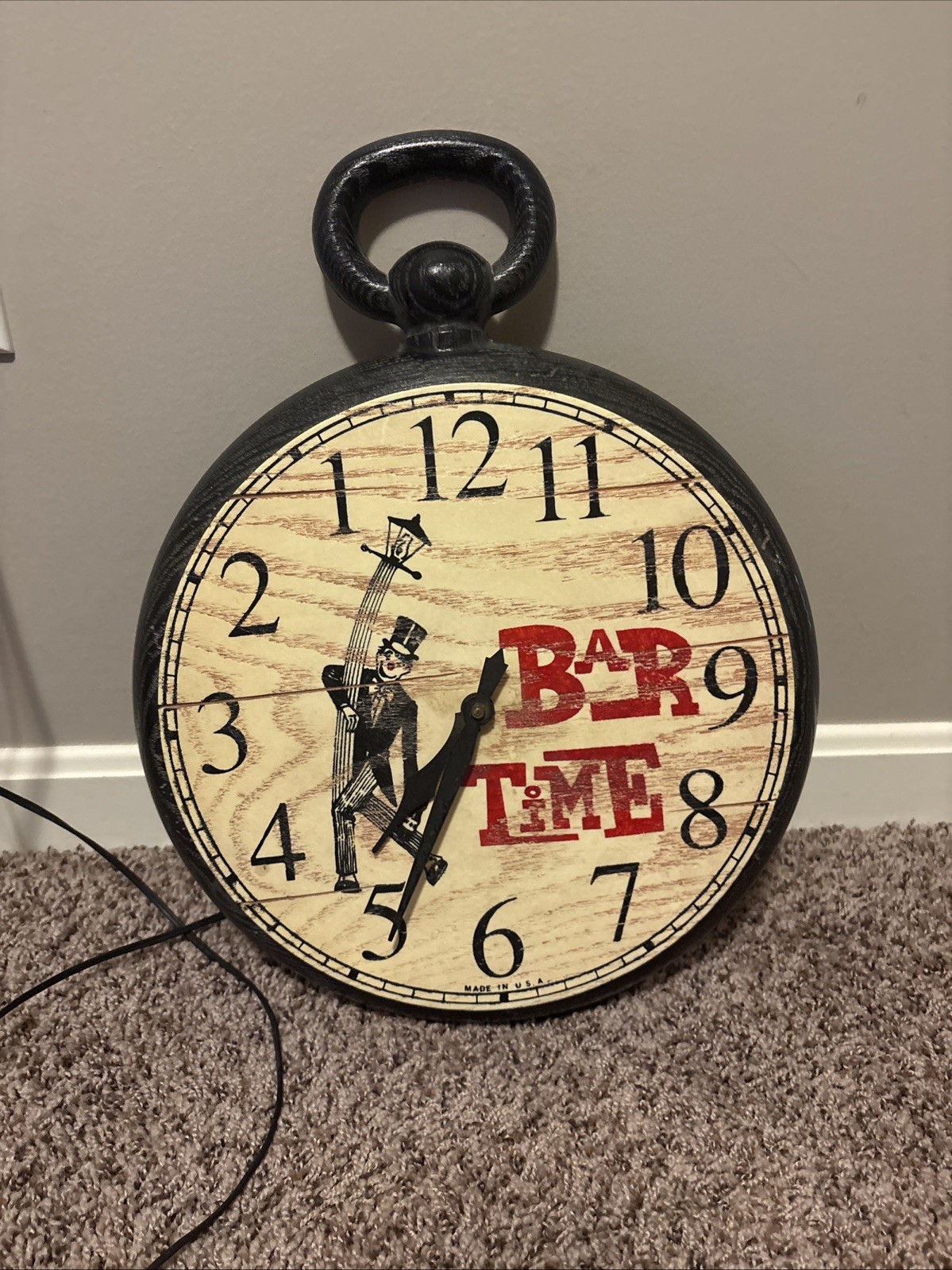 Vintage Bar Time Wall 14" Clock Backwards Time Pub Robert Shaw Lux Tested Works!