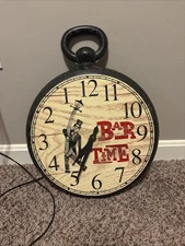 Vintage Bar Time Wall 14" Clock Backwards Time Pub Robert Shaw Lux Tested Works!