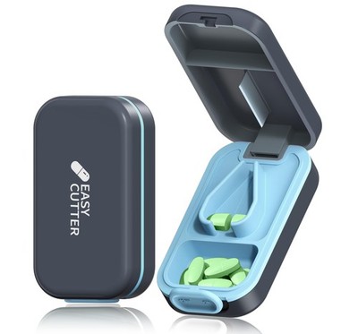 Pill Cutter | Splitter for Small or Large Pills | 2 Piece Set, Gray
