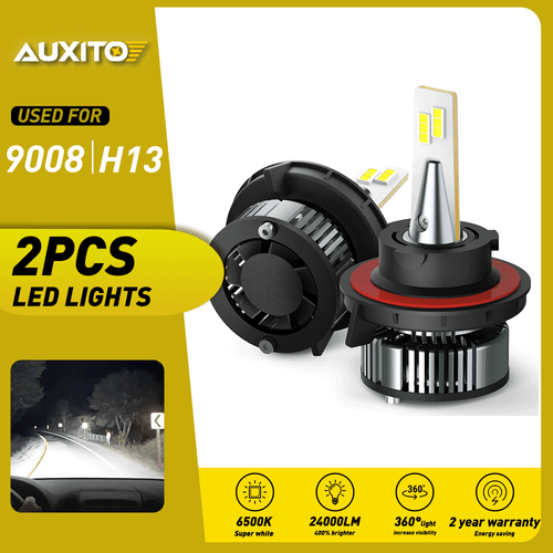 AUXITO H13 9008 LED Headlight Bulb HID Kit 24000LM 6500K Dual High Low Beam - Picture 10 of 10