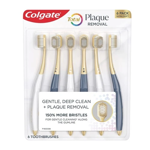 Colgate Total Plaque Removal Manual Toothbrush, Ultra Soft (6 Pack)