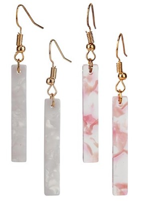 Handmade Resin Epoxy Acrylic Geometric Light Weight Bar Earrings for Women (Crem
