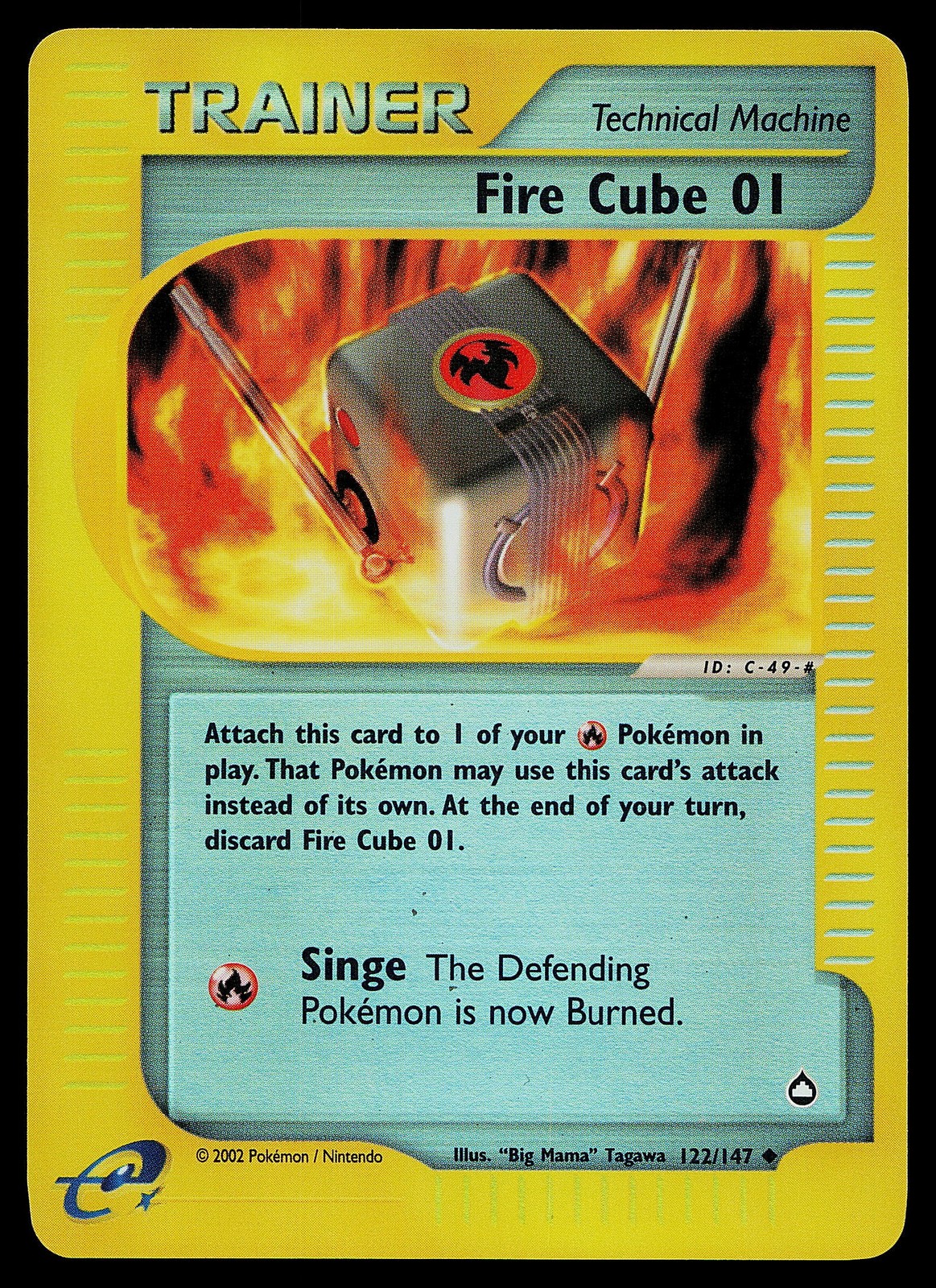 Pokemon Card - Fire Cube 01 Aquapolis 122/147 Uncommon Reverse Holo