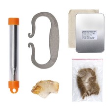 Flint Stone Fire Kit w/ Striker Blow Pipe Cot...