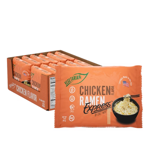 Ramen Express Hühnernudeln, Vegan, Halal, Koscher, 3 Unzen Beutel, 12er Pack
