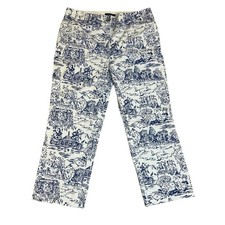 Lands' End Blue Scenic Print Pants Sz 12