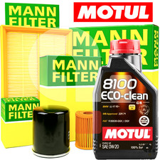 Service Kit For Skoda Kodiaq 1.4 TSI 92 KW 3 Mann Filters + 4L Motul Oil 0W20