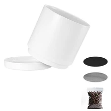 Uimoso 12-inch Ceramic Cylinder Planter with Drainage and Saucer for Home Decor