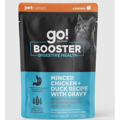 Petcurean Go Booster Digestive Health Minced Chicken Duck Cat Food 2.5Oz