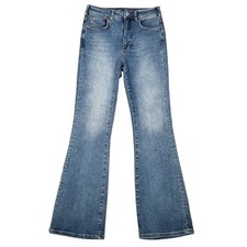 Pilcro Anthropologie Jeans Womens 27 28x31 Blue Bootcut Whiskered Faded Stretch