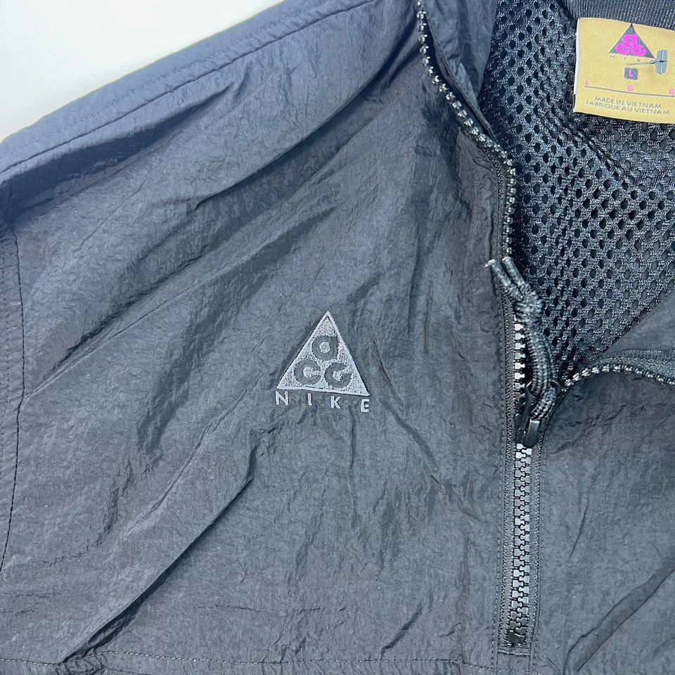 Nike ACG 1/4 Cremallera Pullover Rompevientos Chaqueta Mujer Grande Negra Ligera Foto 3 de 4