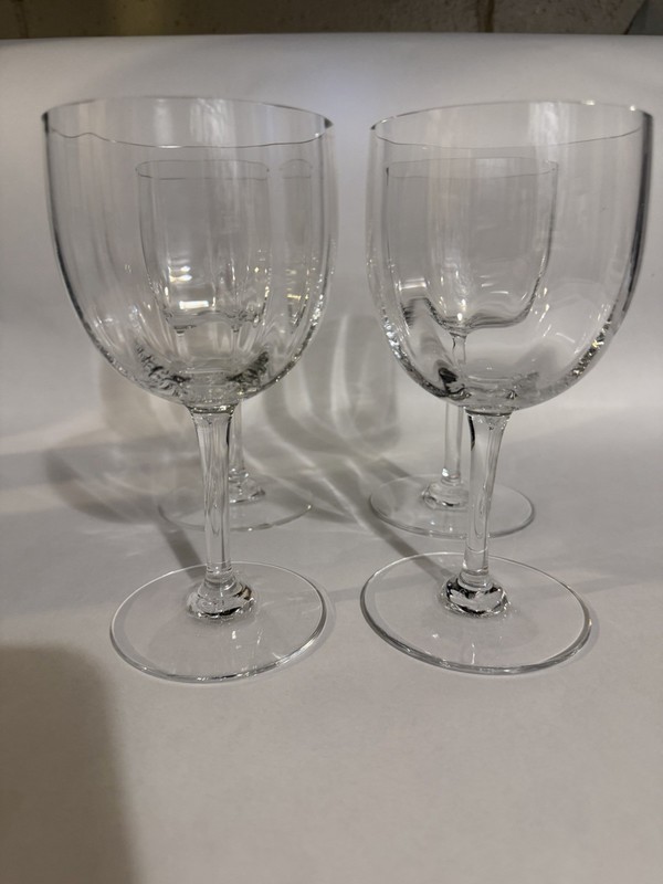 Set of 4 Baccarat Montaigne (Optic) Water Wine Goblet Glasses 7" EXCELLENT