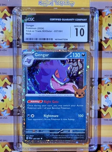 Pokemon Gengar Trick or Trade BOOster 057/091 Cosmos Holo Swirl CGC 10 Gem Mint