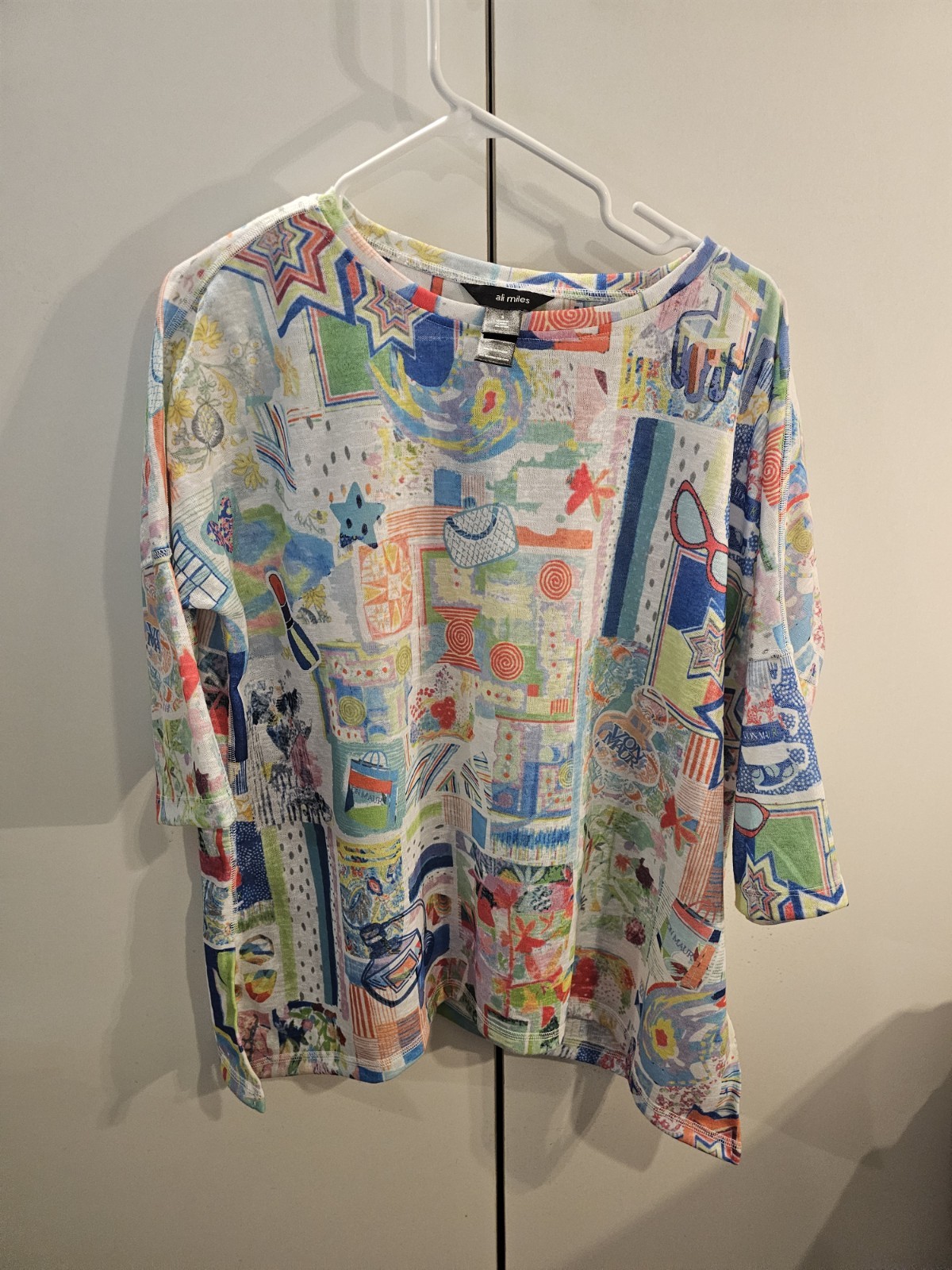 Ali Miles Womans Small Abstract Patterned Long Sl… - image 1