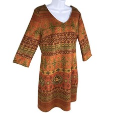 Aztec Anthropologie Dor Dor Couture Womens M 3/4 Sleeve Dress Western Microsuede