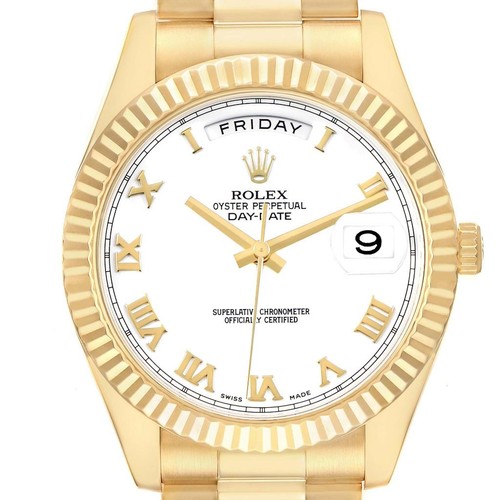 Rolex President Day-Date II 41 Yellow Gold White Roman Dial Mens Watch 218238