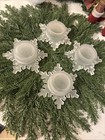 4  Snowflake Tealight Frosted Glass Candle Holders Stack Sm Votive Winter Table — photo 6