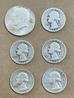 Lot of (6) Silver Coins: (5) 90% Quarters 1940-1964 + (1) 40% 1965 Kennedy