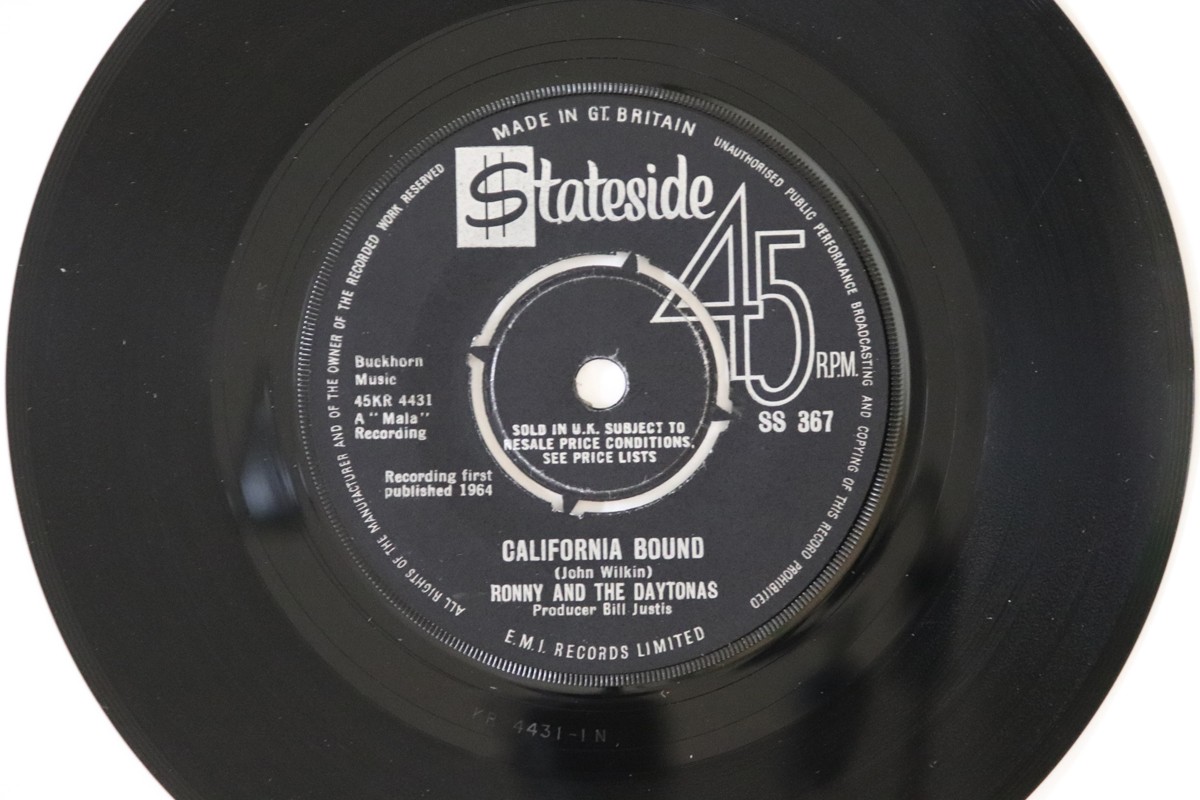 英7” Ronny &amp; The Daytonas California Bound SS367 Stateside /00080 7