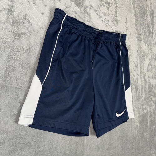 Vintage 90s Nike Soccer Shorts Small Navy Lined Drawstring Nike Fit Dry - Picture 2 of 7