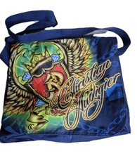 Christian Audigier Ed Hardy Blue Duffle Messenger Bag Y2K Vintage