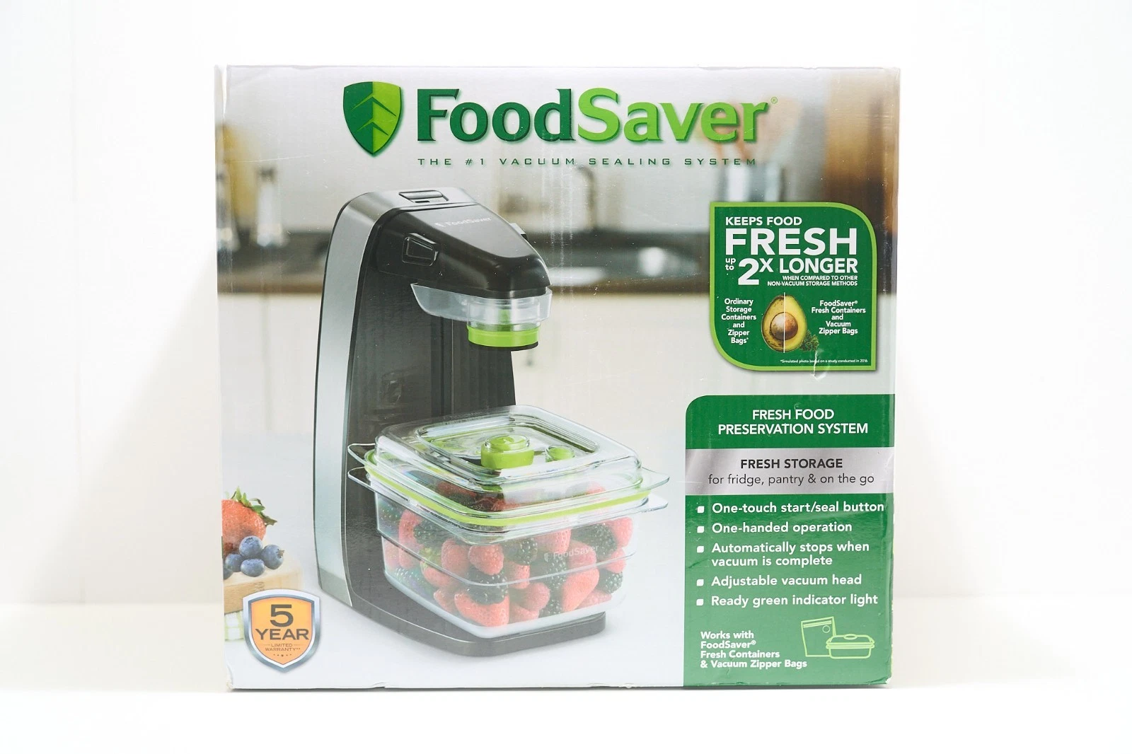 FoodSaver Fresh Food Preservation System Vacuum Sealer, Black, Unit & Container