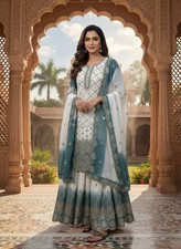 Latest Collection Heavy Star Georgette Kurta Palazzo With Dupatta For Women